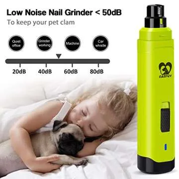 Casfuy Dog Nail Grinder Upgraded - Professional 2-Speed Electric Rechargeable Pet Nail Trimmer Painless Paws Grooming & Smoothing for Small Medium Large Dogs & Cats (Green)