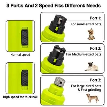 Casfuy Dog Nail Grinder Upgraded - Professional 2-Speed Electric Rechargeable Pet Nail Trimmer Painless Paws Grooming & Smoothing for Small Medium Large Dogs & Cats (Green)