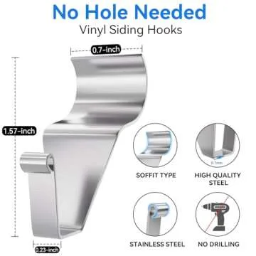 Amuille Heavy Duty Vinyl Siding Hooks for Easy Hanging