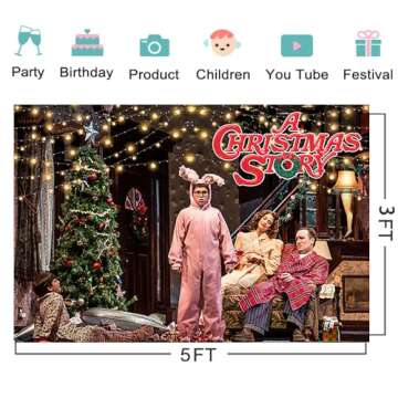 Christmas Story Backdrop for Party Supplies 59x38in Christmas Story Movie Banner for Party Decoration