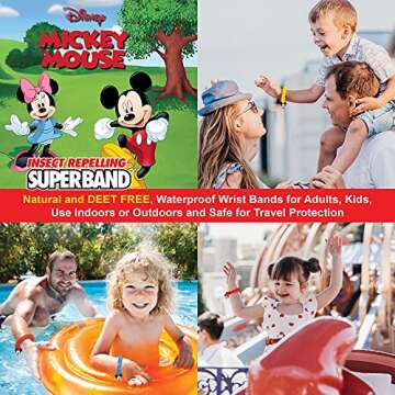 Superband Classic Disney (Pack of 50) - for Kids & Adults - Insect & Mosquito Repelling Wristband with Mickey and Minnie Mouse Charms - Made with Oils (50)