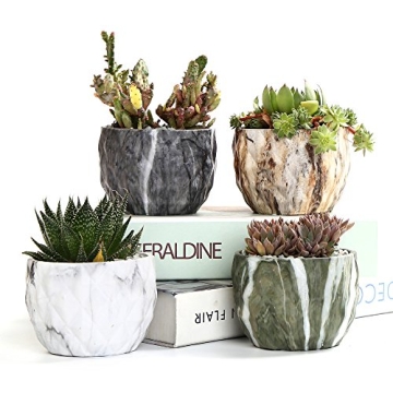 Stylish SE SUN-E Marbling Ceramic Plant Pot Set for All