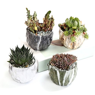 Stylish SE SUN-E Marbling Ceramic Plant Pot Set for All