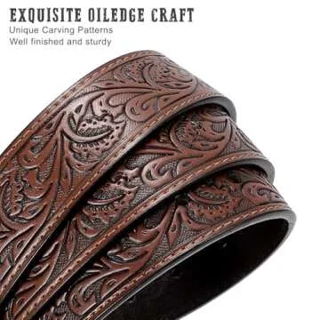 SANSTHS Cowboy Belts for Men Women Western Buckle Belt Cowboy Cowgirl Embossed Leather Belt for Jeans Christmas Gifts Belt