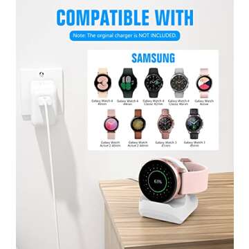 MoKo Charger Stand Compatible with Samsung Galaxy Watch 4, 4 Classic/3 41mm,45mm/Active,Active 2 40m...