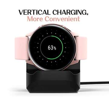 MoKo Charger Stand Compatible with Samsung Galaxy Watch 4, 4 Classic/3 41mm,45mm/Active,Active 2 40mm 44mm, Silicone Charging Stand Non-Slip Base Charger Dock Station Holder Bracket - Black