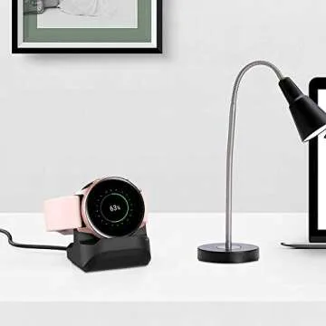 MoKo Charger Stand Compatible with Samsung Galaxy Watch 4, 4 Classic/3 41mm,45mm/Active,Active 2 40mm 44mm, Silicone Charging Stand Non-Slip Base Charger Dock Station Holder Bracket - Black