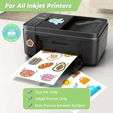 Topcolor Sticker Photo Paper 8.5 x 11 Inch Glossy Photo Quality Paper 50 Sheets Self-Adhesive Paper for Inkjet Printers Sticky Paper Printable White, 135 gsm, 50 Count Pack