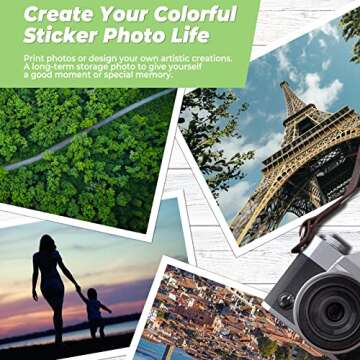 Topcolor Sticker Photo Paper 8.5 x 11 Inch Glossy Photo Quality Paper 50 Sheets Self-Adhesive Paper for Inkjet Printers Sticky Paper Printable White, 135 gsm, 50 Count Pack