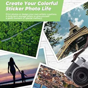 Topcolor Sticker Photo Paper 8.5 x 11 Inch Glossy Photo Quality Paper 50 Sheets Self-Adhesive Paper for Inkjet Printers Sticky Paper Printable White, 135 gsm, 50 Count Pack