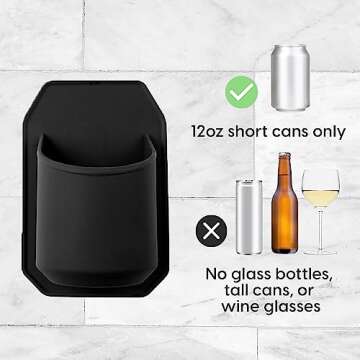 30 Watt Sudski, Shower Drink Holder for Beer Can | Trademark Silicone Grips Shiny Surface, No Glue or Nails