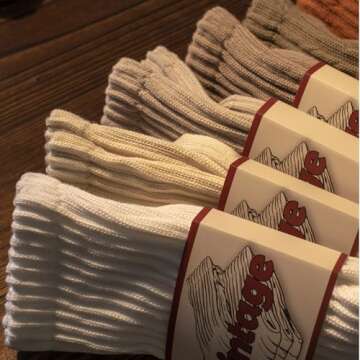 DAUCO 4 Pairs Natural 98% Cotton Socks for Women & Men Crew Socks Seamless Cozy Fall Socks Breathable Unisex Slouchy Socks