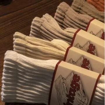 DAUCO 4 Pairs Natural 98% Cotton Socks for Women & Men Crew Socks Seamless Cozy Fall Socks Breathable Unisex Slouchy Socks