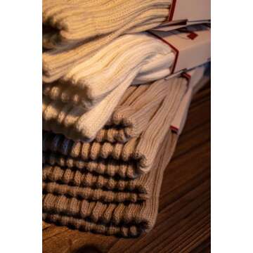 DAUCO 4 Pairs Natural 98% Cotton Socks for Women & Men Crew Socks Seamless Cozy Fall Socks Breathable Unisex Slouchy Socks