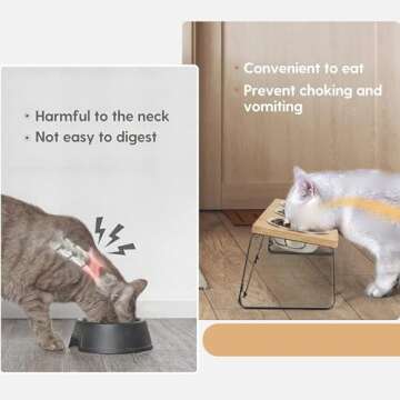 handrong Foldable Pet Bowls for Cats and Small Dogs Elevated Cat Bowls Raised Cat Food Bowls Bamboo Feeding Bowls Pet Feeder with Stand 4 Stainless Steel Bowls for Cats Puppy Dogs