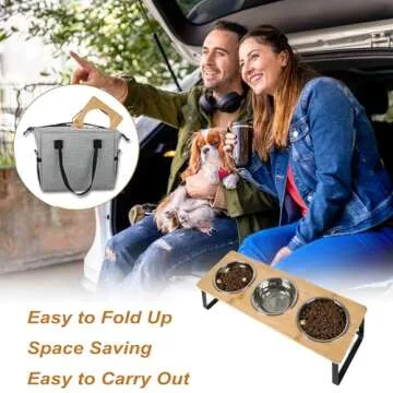 Handrong Foldable Elevated Cat Bowls for All Pets