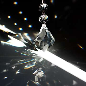 Maple Leaf 20pcs Crystal Chandelier Prisms Replacement Pendant Parts, 38mm Hanging Crystals Beads fo...