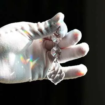 Maple Leaf 20pcs Crystal Chandelier Prisms Replacement Pendant Parts, 38mm Hanging Crystals Beads for Chandelier Wedding Decoration Clear