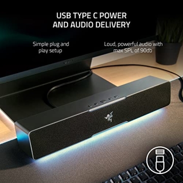 Razer Leviathan V2 X: PC Soundbar with Full-Range Drivers , USB Type C Power and Audio Delivery, Bluetooth 5.0 (Renewed)
