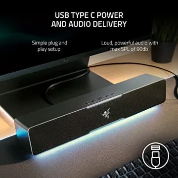 Razer Leviathan V2 X: PC Soundbar with Full-Range Drivers , USB Type C Power and Audio Delivery, Bluetooth 5.0 (Renewed)