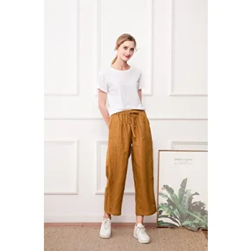LaovanIn Women's Comfortable Linen Drawstring Pants for Summer