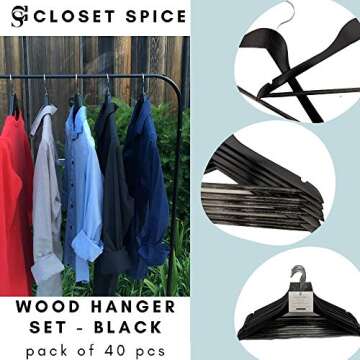 Closet Spice 40 Pack Solid Wood Suit Hangers - Stylish and Durable for All Your Clothes