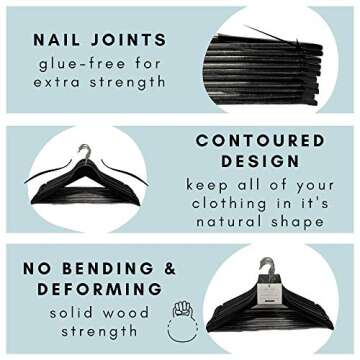 Closet Spice 40 Pack Solid Wood Suit Hangers for All Garments