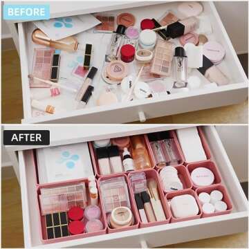 CHANCETSUI 11-Piece Stackable Drawer Organizer Set, Multi-size Desk Drawer Organizer Trays Vanity St...