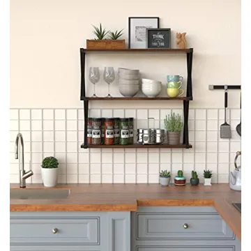 3 Tier Wood Floating Shelf with Zigzag Metal Brackets