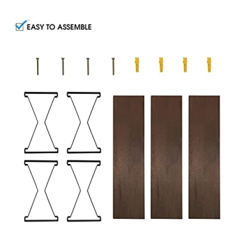 3 Tier Wood Floating Shelf with Zigzag Metal Brackets