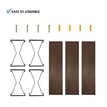 3 Tier Wood Floating Shelf with Zigzag Metal Brackets