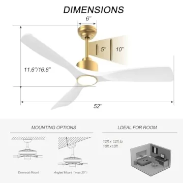 Ofantop 52 Inch Smart Ceiling Fan with Remote Control