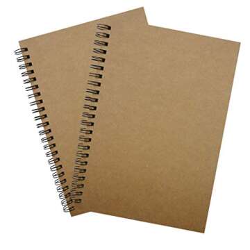 Soft Cover Spiral Notebook Journal 2-Pack (A5) 120 Pages, Blank Sketch Book