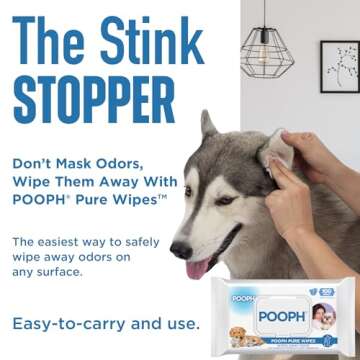 POOPH® Pure Wipes™ – Odor-Elimination | Dog Paw Cleaner Butt Face Ear & Fur | No Fragrance, No ...
