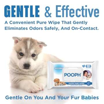 POOPH® Pure Wipes™ – Odor-Elimination | Dog Paw Cleaner Butt Face Ear & Fur | No Fragrance, No Harsh Chemicals | Gentle & Effective On-The-Go Clean for Pets, Cars | Puppy Essentials & - 100 Count Pack