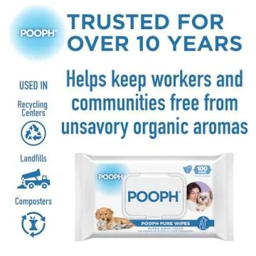 POOPH® Pure Wipes™ – Odor-Elimination | Dog Paw Cleaner Butt Face Ear & Fur | No Fragrance, No Harsh Chemicals | Gentle & Effective On-The-Go Clean for Pets, Cars | Puppy Essentials & - 100 Count Pack