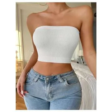 Stylish WDIRARA Women's Strapless Textured Bandeau Bra