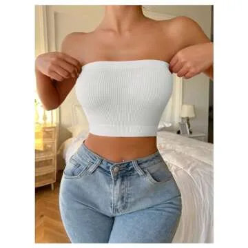 Stylish WDIRARA Women's Strapless Textured Bandeau Bra