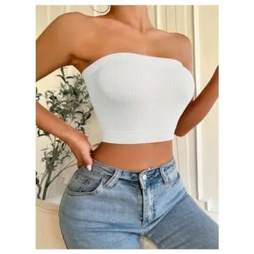 Stylish WDIRARA Women's Strapless Textured Bandeau Bra