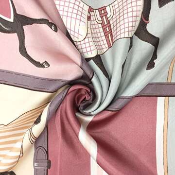 YOUR SMILE Silk Like Scarf Women's Fashion Pattern Large Square Satin Headscarf,Horse,Lattice