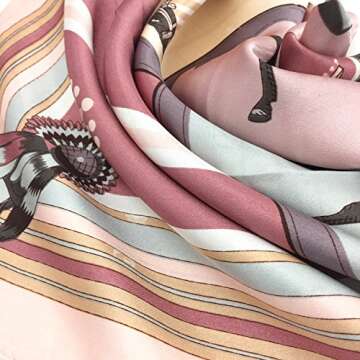 YOUR SMILE Silk Like Scarf Women's Fashion Pattern Large Square Satin Headscarf,Horse,Lattice