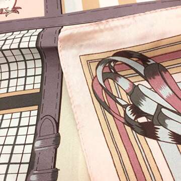 YOUR SMILE Silk Like Scarf Women's Fashion Pattern Large Square Satin Headscarf,Horse,Lattice