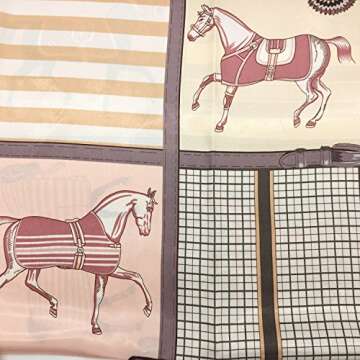 YOUR SMILE Silk Like Scarf Women's Fashion Pattern Large Square Satin Headscarf,Horse,Lattice