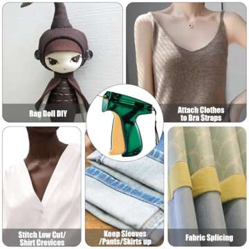 Stitch Quick Clothing Fixer, Fine Stitch Tag Gun for Clothing Mini Stitch Gun for Clothes Sewing Quilting Hemming Quick Stitch Tag Gun with 1 Needle, 1500 Black & 1500 White 4.4mm Fasteners