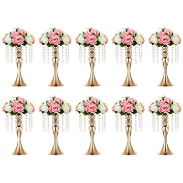 NUPTIO 10 Pcs Versatile Metal Flower Arrangement Stand, 13.8in/35cm Height Elegant Wedding Centerpie...