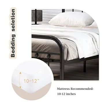 Elegant Metal Twin Bed Frame with Vintage Headboard