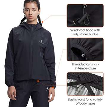 HOTSUIT Sauna Suit for Women Weight Loss Machine Washable Sweat Sauna Jacket Pants Anti Rip Sweat Suit for Gym Workout