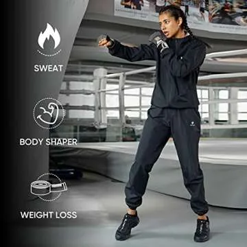 HOTSUIT Sauna Suit for Women Weight Loss Machine Washable Sweat Sauna Jacket Pants Anti Rip Sweat Suit for Gym Workout