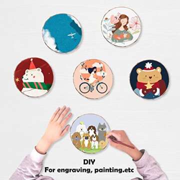 Natural Wood Slices 32 Pcs 2.4-2.8 Inches Unfinished Predrilled Blank Craft Wood Kit with Pre-drilled Hole Wooden Circles for Crafts Christmas Ornaments DIY Arts Wedding Party Decorations Gifts