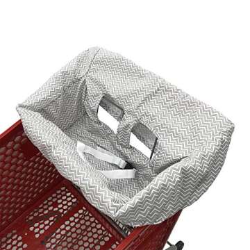 Portable Shopping Cart Cover for Infants & Toddlers - Gray Chevron Design